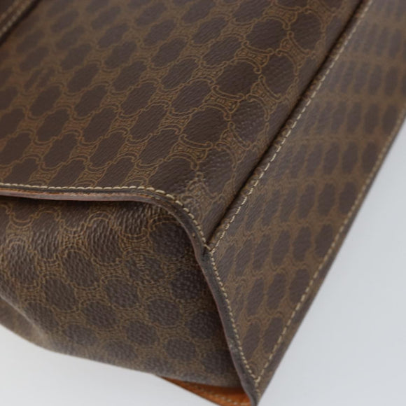 CELINE Macadam Canvas Hand Bag PVC Leather 2way Brown Gold Auth 158705