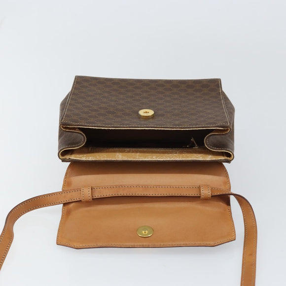 CELINE Macadam Canvas Hand Bag PVC Leather 2way Brown Gold Auth 158705