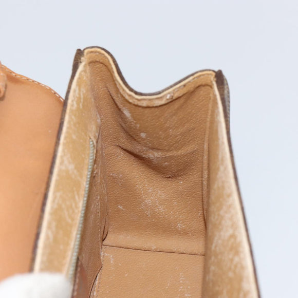 CELINE Macadam Canvas Hand Bag PVC Leather 2way Brown Gold Auth 158705