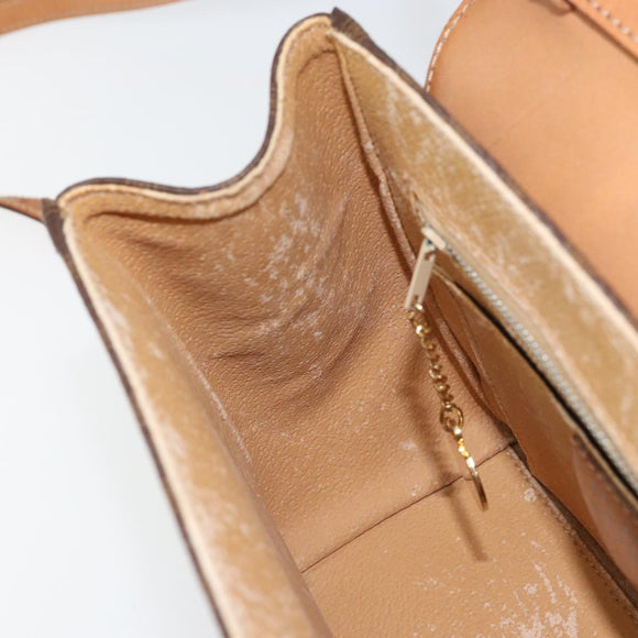 CELINE Macadam Canvas Hand Bag PVC Leather 2way Brown Gold Auth 158705