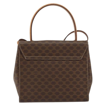 CELINE Macadam Canvas Hand Bag PVC Leather 2way Brown Gold Auth 158705 - 0