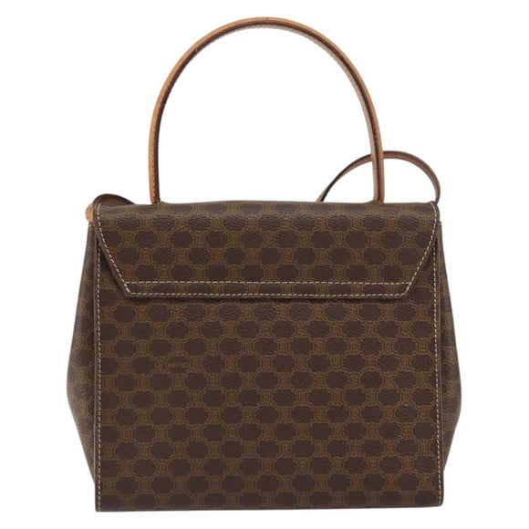 CELINE Macadam Canvas Hand Bag PVC Leather 2way Brown Gold Auth 158705