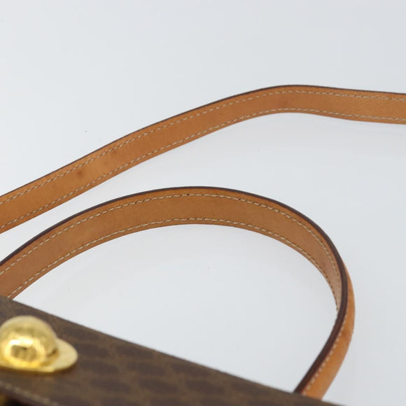 CELINE Macadam Canvas Hand Bag PVC Leather 2way Brown Gold Auth 158705