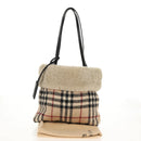 BURBERRY Nova Check Tote Bag Wool Beige Auth 158707V-12