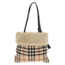 BURBERRY Nova Check Tote Bag Wool Beige Auth 158707V-2