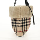 BURBERRY Nova Check Tote Bag Wool Beige Auth 158707V-4
