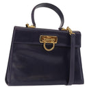 Salvatore Ferragamo Gancini Tote Bag Leather 2way Purple Gold Auth 158711-1