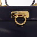 Salvatore Ferragamo Gancini Tote Bag Leather 2way Purple Gold Auth 158711-19