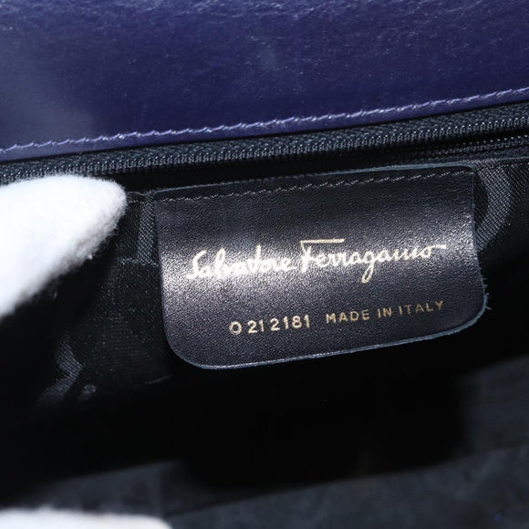 Salvatore Ferragamo Gancini Tote Bag Leather 2way Purple Gold Auth 158711