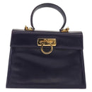 Salvatore Ferragamo Gancini Tote Bag Leather 2way Purple Gold Auth 158711-13