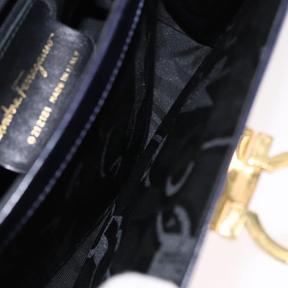 Salvatore Ferragamo Gancini Tote Bag Leather 2way Purple Gold Auth 158711