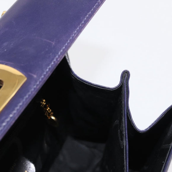 Salvatore Ferragamo Gancini Tote Bag Leather 2way Purple Gold Auth 158711