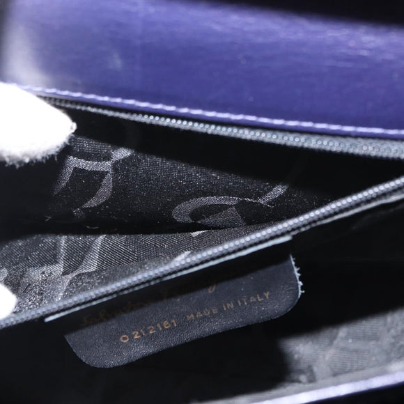 Salvatore Ferragamo Gancini Tote Bag Leather 2way Purple Gold Auth 158711