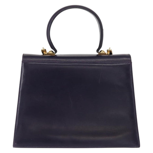 Salvatore Ferragamo Gancini Tote Bag Leather 2way Purple Gold Auth 158711