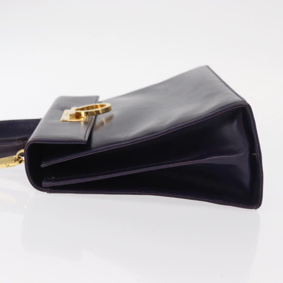 Salvatore Ferragamo Gancini Tote Bag Leather 2way Purple Gold Auth 158711