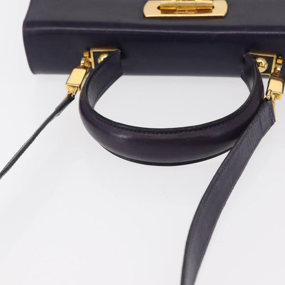 Salvatore Ferragamo Gancini Tote Bag Leather 2way Purple Gold Auth 158711