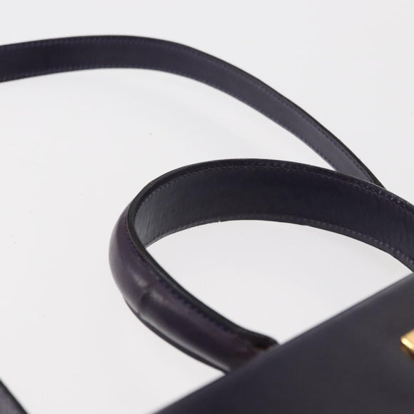 Salvatore Ferragamo Gancini Tote Bag Leather 2way Purple Gold Auth 158711