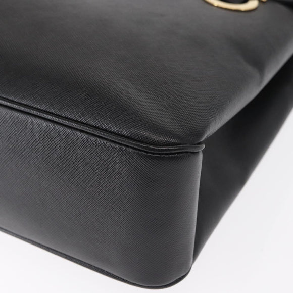 Salvatore Ferragamo Gancini Tote Bag Leather Black Gold Auth 158712