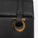 Salvatore Ferragamo Gancini Tote Bag Leather Black Gold Auth 158712-14