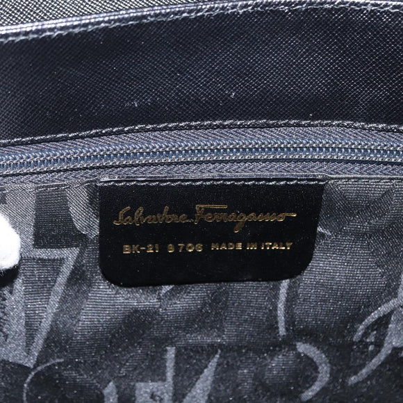 Salvatore Ferragamo Gancini Tote Bag Leather Black Gold Auth 158712