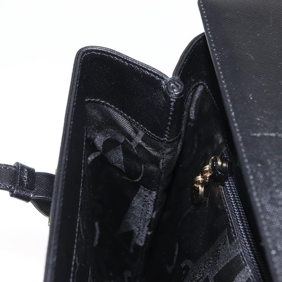 Salvatore Ferragamo Gancini Tote Bag Leather Black Gold Auth 158712