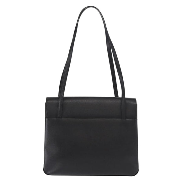 Salvatore Ferragamo Gancini Tote Bag Leather Black Gold Auth 158712