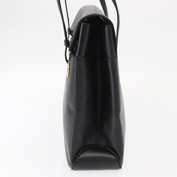 Salvatore Ferragamo Gancini Tote Bag Leather Black Gold Auth 158712