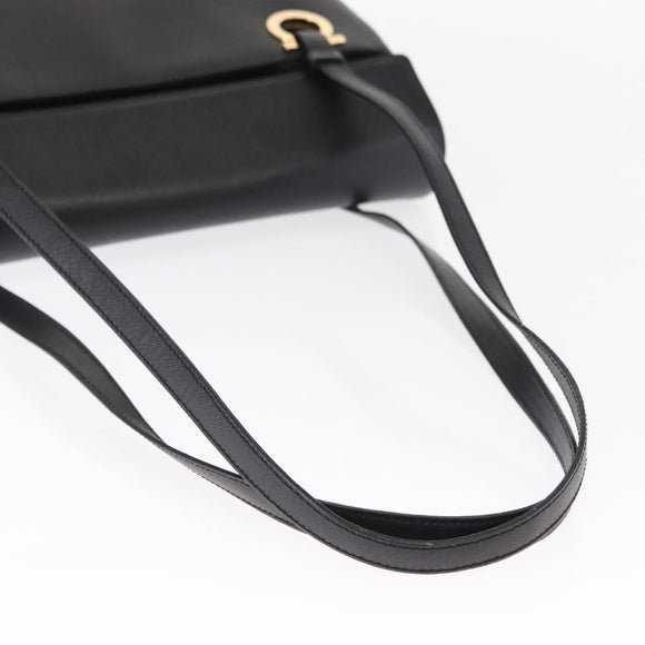 Salvatore Ferragamo Gancini Tote Bag Leather Black Gold Auth 158712