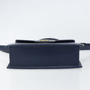 GIVENCHY Hand Bag Leather 2way Navy Gold Auth 158713-11