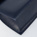 GIVENCHY Hand Bag Leather 2way Navy Gold Auth 158713-13