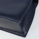 GIVENCHY Hand Bag Leather 2way Navy Gold Auth 158713-14