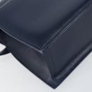 GIVENCHY Hand Bag Leather 2way Navy Gold Auth 158713-15