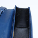 GIVENCHY Hand Bag Leather 2way Navy Gold Auth 158713-20