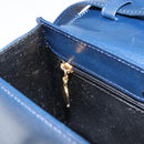 GIVENCHY Hand Bag Leather 2way Navy Gold Auth 158713-22