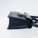 GIVENCHY Hand Bag Leather 2way Navy Gold Auth 158713-4