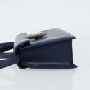 GIVENCHY Hand Bag Leather 2way Navy Gold Auth 158713-5