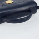 GIVENCHY Hand Bag Leather 2way Navy Gold Auth 158713-7