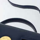 GIVENCHY Hand Bag Leather 2way Navy Gold Auth 158713-8