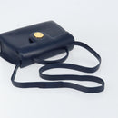 GIVENCHY Hand Bag Leather 2way Navy Gold Auth 158713-9