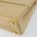 Salvatore Ferragamo Chain Hand Bag Leather Beige Gold Auth 158714-10