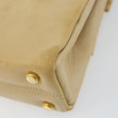 Salvatore Ferragamo Chain Hand Bag Leather Beige Gold Auth 158714-12