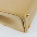 Salvatore Ferragamo Chain Hand Bag Leather Beige Gold Auth 158714-13
