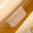 Salvatore Ferragamo Chain Hand Bag Leather Beige Gold Auth 158714-15