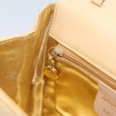 Salvatore Ferragamo Chain Hand Bag Leather Beige Gold Auth 158714-19