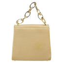 Salvatore Ferragamo Chain Hand Bag Leather Beige Gold Auth 158714-3