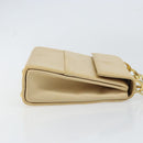 Salvatore Ferragamo Chain Hand Bag Leather Beige Gold Auth 158714-4