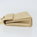 Salvatore Ferragamo Chain Hand Bag Leather Beige Gold Auth 158714-5