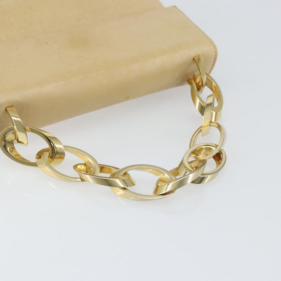 Salvatore Ferragamo Chain Hand Bag Leather Beige Gold Auth 158714