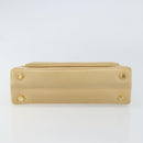 Salvatore Ferragamo Chain Hand Bag Leather Beige Gold Auth 158714-9