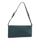 Salvatore Ferragamo Gancini Accessory Pouch Leather Green Silver Auth 158715-1